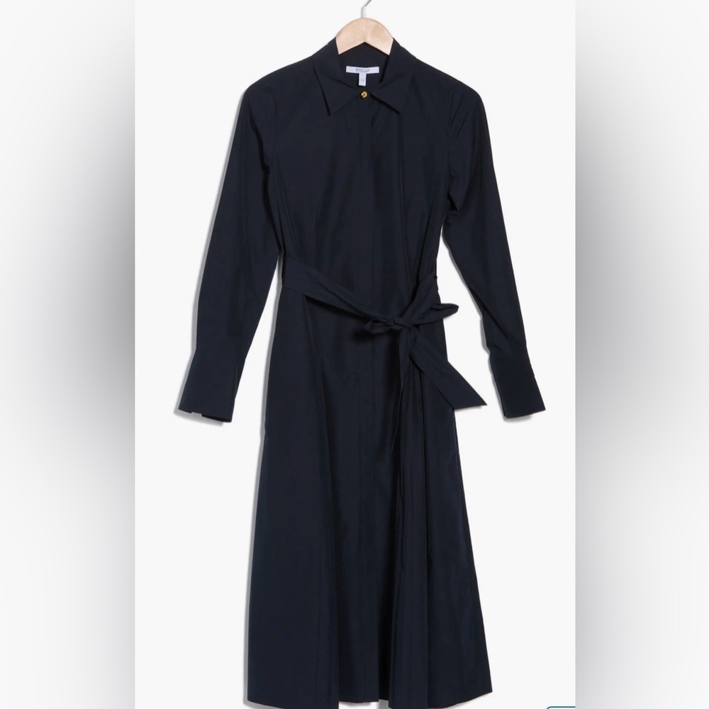 DEREK LAM 10 CROSBY stunning Annette Pleated Shirtdress - Navy 69% off retail - Picture 3 of 13